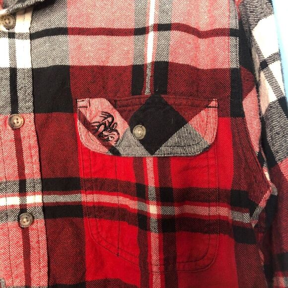 Legendary Whitetails Shirt Mens Medium Red Black Plaid Button Up Flannel Deer - Picture 3 of 8
